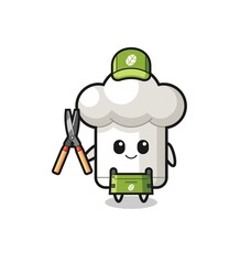 cute chef hat as gardener mascot
