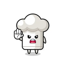 chef hat character doing stop gesture
