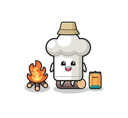 camping illustration of the chef hat cartoon