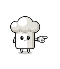 chef hat mascot with pointing right gesture