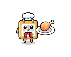 calendar fried chicken chef cartoon character