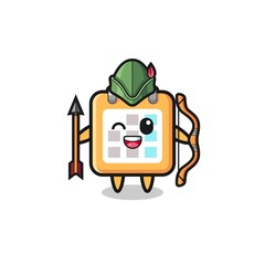 Fototapeta premium calendar cartoon as medieval archer mascot