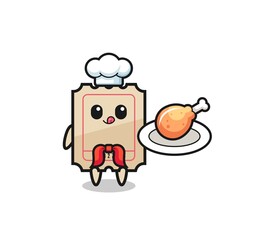 ticket fried chicken chef cartoon character