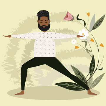 Yoga. Hombre, meditando. Concepto de pr&aacute;ctica de yoga.