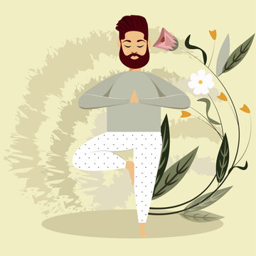 Hombre, meditando. Concepto de pr&aacute;ctica de yoga.