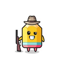 pencil hunter mascot holding a gun