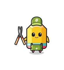 Fototapeta premium cute pencil as gardener mascot