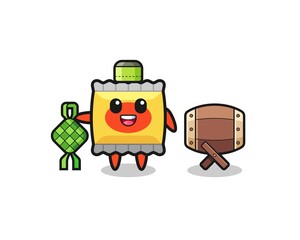 snack muslim character are celebrating Eid Al Fitr