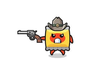 the snack cowboy shooting with a gun