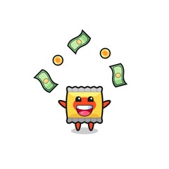 illustration of the snack catching money falling from the sky