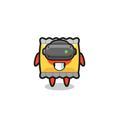 cute snack using VR headset