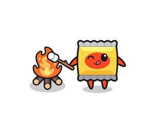 snack character is burning marshmallow