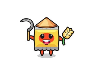 snack Asian farmer holding paddy