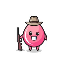strawberry juice drop hunter mascot holding a gun