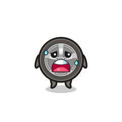 the fatigue cartoon of car wheel
