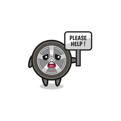 cute car wheel hold the please help banner