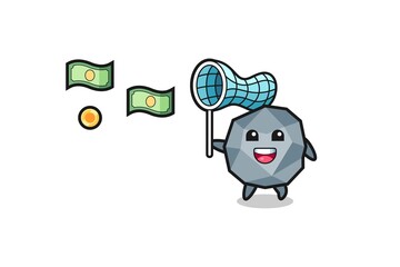 illustration of the stone catching flying money