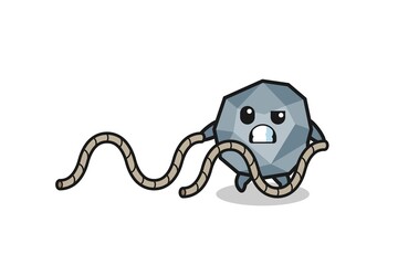 illustration of stone doing battle rope workout