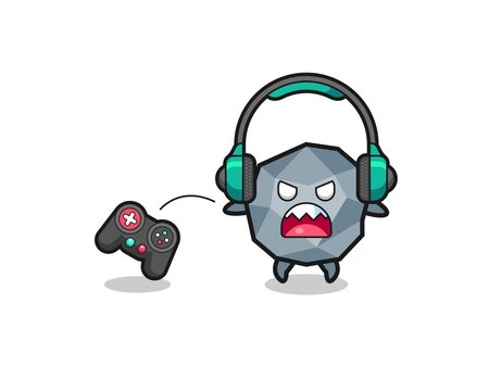 stone gamer mascot is angry