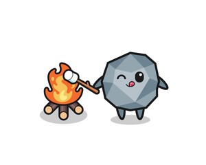 stone character is burning marshmallow