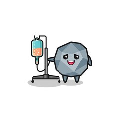 cute stone character standing with infusion pole