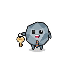 cute stone as a real estate agent mascot