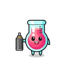 the cute laboratory beaker as a graffiti bomber