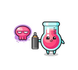 laboratory beaker cartoon make a graffiti with a spray paint