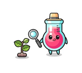 cute laboratory beaker herbalist researching a plants