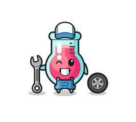 the laboratory beaker character as a mechanic mascot