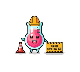 illustration of laboratory beaker with under construction banner