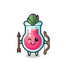 laboratory beaker cartoon as medieval archer mascot