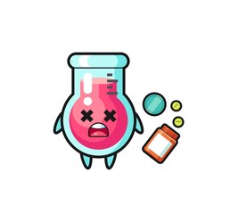 illustration of overdose laboratory beaker character
