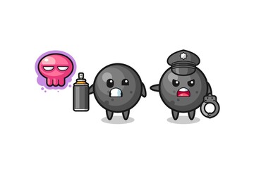 cannon ball cartoon doing vandalism and caught by the police