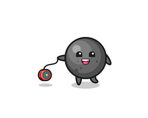 cartoon of cute cannon ball playing a yoyo