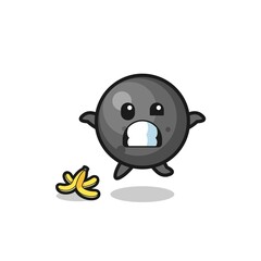 cannon ball cartoon is slip on a banana peel