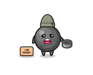 cute cannon ball beggar cartoon character