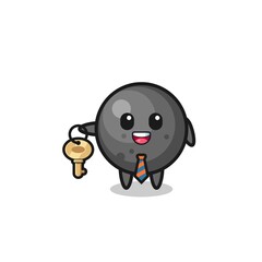 cute cannon ball as a real estate agent mascot