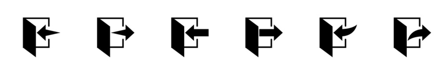 Conjunto de iconos de señal de entrada y salida. Ilustración vectorial, estilo flechas - obrazy, fototapety, plakaty