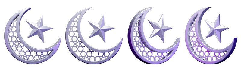 Islamic Crescent And Star 3D Design Elements © Samlakodad