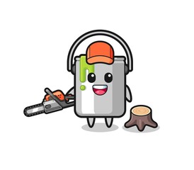 paint tin lumberjack character holding a chainsaw