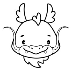 Coloring book or page for kids. Dragon black and white outline illustration.