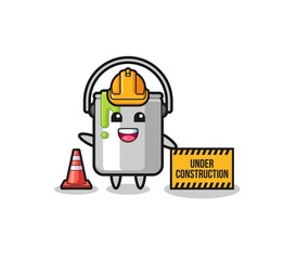 illustration of paint tin with under construction banner