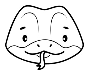 Coloring book or page for kids. Snake black and white outline illustration.