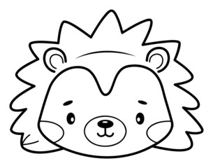 Coloring book or page for kids. Hedgehog black and white outline illustration.