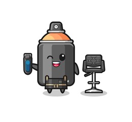 spray paint barbershop is holding a trimer