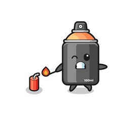 spray paint mascot illustration playing firecracker