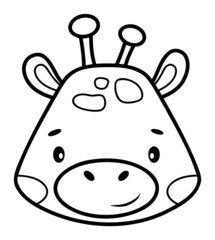 Coloring book or page for kids. Giraffe black and white outline illustration.