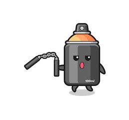 cartoon of spray paint using nunchaku