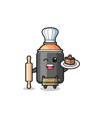 spray paint as pastry chef mascot hold rolling pin